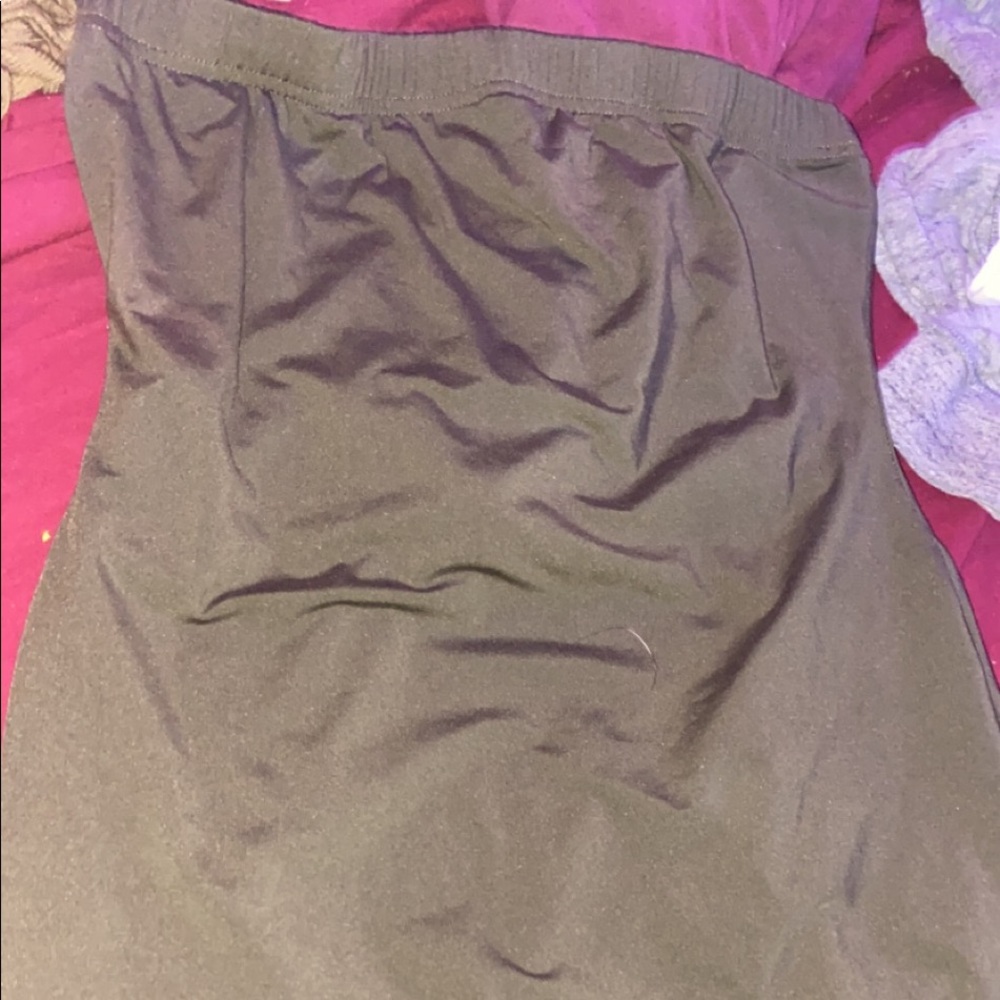 Navy Green Strapless Bodycon Dress